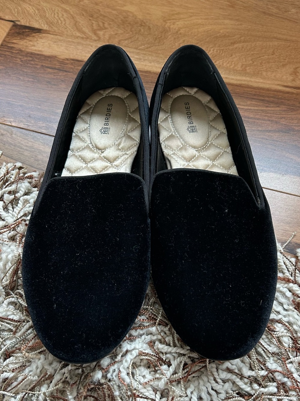 Birdies Black Velvet Loafers Size 9